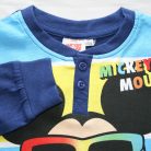 Langer dünner Baumwoll-Kinderpyjama - Micky Maus - Sommer Startschriftzug - Jersey - dunkelblau - 122