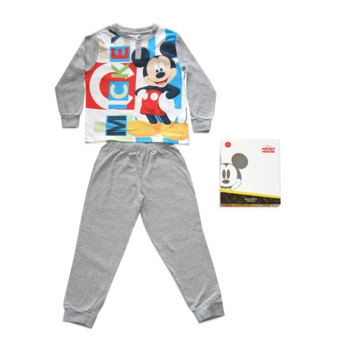 Langer dünner Baumwoll-Kinderpyjama - Micky Maus - Jersey - grau - 122