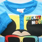 Langer dünner Baumwoll-Kinderpyjama - Micky Maus - Sommer Startschriftzug - Jersey - mittelblau - 110
