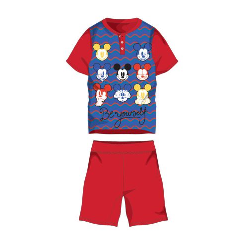 Sommer-Kurzarm-Kinder-Baumwollpyjama - Disney Mickey Maus - Sei du selbst Aufschrift - rot - 116