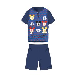   Sommer-Kurzarm-Kinder-Baumwollpyjama - Disney Mickey Maus - Sei du selbst Aufschrift - dunkelblau - 122