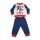 Langer dünner Baumwollbaby-Strampler - Mickey Mouse - One fly guy Aufdruck - Jersey - dunkelblau-rot - 92