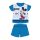 Sommerlicher kurzärmeliger Baumwollbaby-Strampler - Disney Mickey Mouse - gestreift - mittelblau - 92