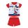 Sommerlicher kurzärmeliger Baumwollbaby-Strampler - Disney Mickey Mouse - gestreift - rot - 92