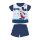 Sommerlicher kurzärmeliger Baumwollbaby-Strampler - Disney Mickey Mouse - gestreift - dunkelblau - 80