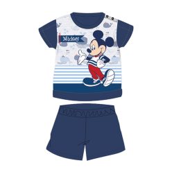   Sommerlicher kurzärmeliger Baumwollbaby-Strampler - Disney Mickey Mouse - gestreift - dunkelblau - 92