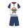 Sommer-Kurzarm-Kinder-Baumwollpyjama - Disney Mickey Maus - Mickey Aufschrift - dunkelblau - 110