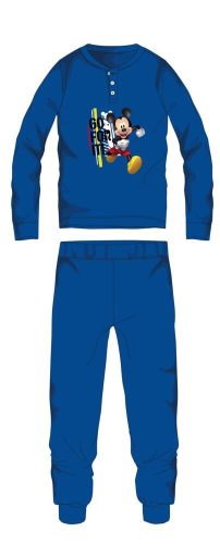 Disney Mickey Maus Winter Baumwoll Kinderpyjama - Interlock Pyjama - Mittelblau - 98