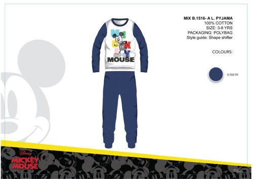 Disney Mickey Mouse Children's Jersey Pyjama - Cotton Pyjama - Dark Blue