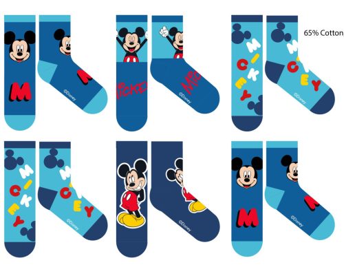 Disney Mickey egér gyerek pamut normál zokni - 6 pár/csomag