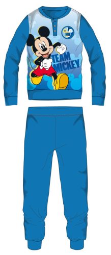 Disney Mickey Maus Fleecepyjama - dicke Winterkindpyjama - hellblau - 104