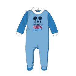   Disney Mickey Mouse Baby-Velours-Strampler - Mittelblau-Weiß - Für Babys von 0-1 Monat