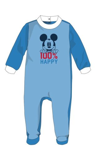 Disney Mickey Mouse Baby-Velours-Strampler - Mittelblau-Weiß - Für Babys von 1-3 Monaten