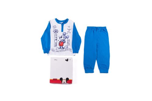 Langer dünner Baumwoll-Kinderpyjama - Micky Maus