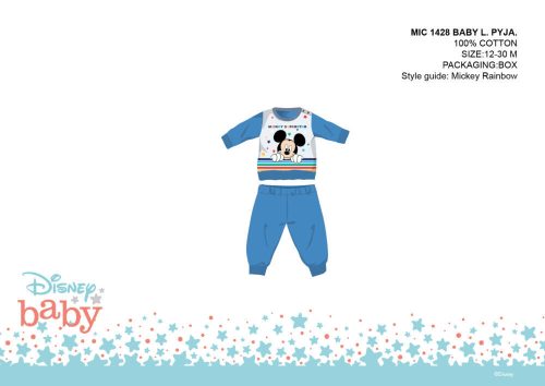 Disney Mickey Maus Baby-Pyjama - Jersey-Baumwoll-Pyjama - Mittelblau - 98