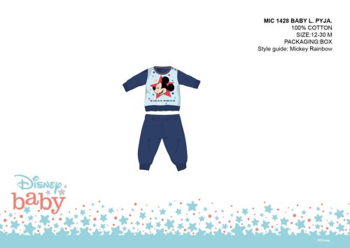 Disney Mickey Maus Baby-Pyjama - Jersey-Baumwoll-Pyjama - Dunkelblau - 80