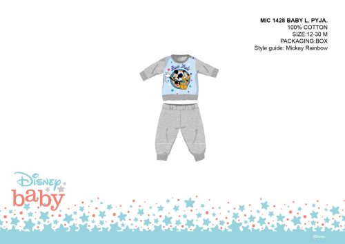 Disney Mickey Maus Baby-Pyjama - Jersey-Baumwoll-Pyjama - Grau - 80