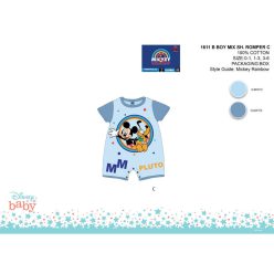   Disney Mickey Mouse Sommer Kurzarm Baby Romper - Mit Mickey und Pluto Muster - Hellblau-Blau - Für Babys von 0-1 Monat