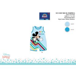   Disney Mickey Mouse Sommer ärmelloses Baby Romper - Mit Hey There Schriftzug - Hellblau-Hellblau - Für Babys von 0-1 Monat
