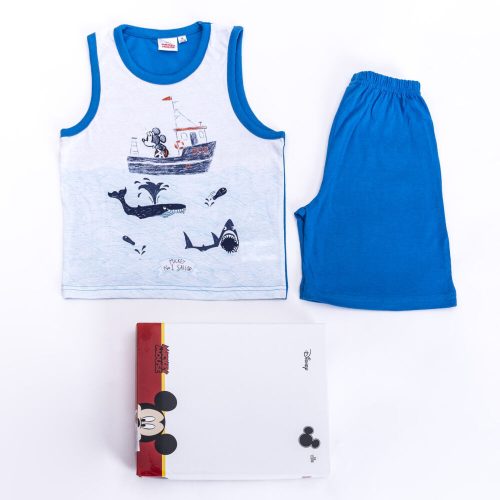 Mickey Maus Jungen Baumwoll-Pyjama - ärmelloses Pyjama - Sommer-Set - Mittelblau - 128