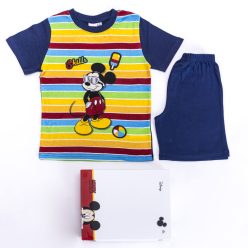   Mickey Maus Jungen Baumwoll-Pyjama - Kurzarm-Pyjama - Sommer-Set - Dunkelblau - 128