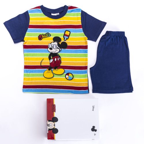 Mickey Maus Jungen Baumwoll-Pyjama - Kurzarm-Pyjama - Sommer-Set - Dunkelblau - 128