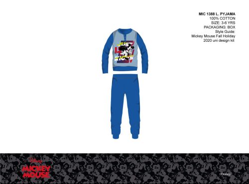 Disney Mickey Maus Winter Dünnes Kinderpyjama - Jersey Pyjama - Mittelblau - 110