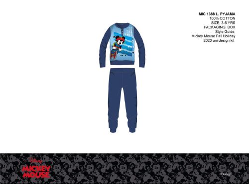 Disney Mickey Maus Winter Dünnes Kinderpyjama - Jersey Pyjama - Dunkelblau - 110