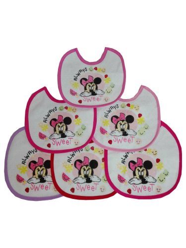 Minnie Maus Baby Lätzchen 6 Stück/Packung - Baumwoll-Lätzchen - Hellrosa-Rosa-Dunkelrosa-Pink-Rot-Lila