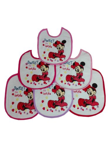 Minnie Maus Baby Lätzchen 6 Stück/Packung - Baumwoll-Lätzchen - Hellrosa-Rosa-Dunkelrosa-Pink-Rot-Lila