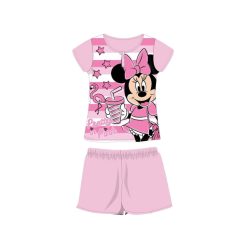   Sommer-Kurzarm-Kinder-Baumwollpyjama - Disney Minnie Maus - gestreift - hellrosa - 128