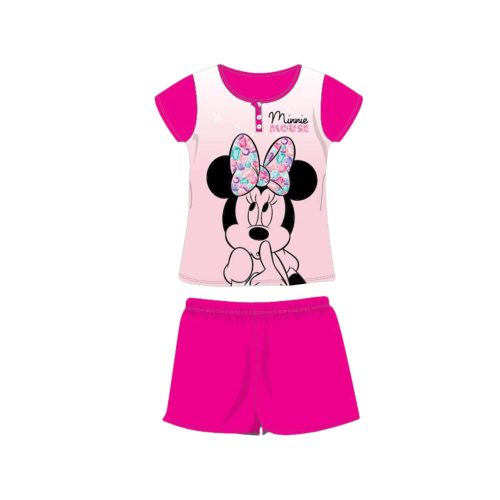 Sommer-Kurzarm-Kinder-Baumwollpyjama - Disney Minnie Maus - Minnie-Schriftzug - pink - 110
