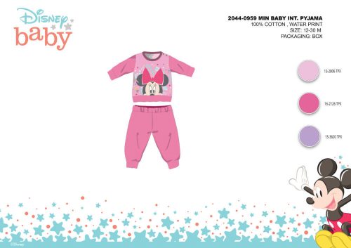 Winter Baumwoll Interlock Baby Pyjama - Disney Minnie Mouse - Rosa - 86