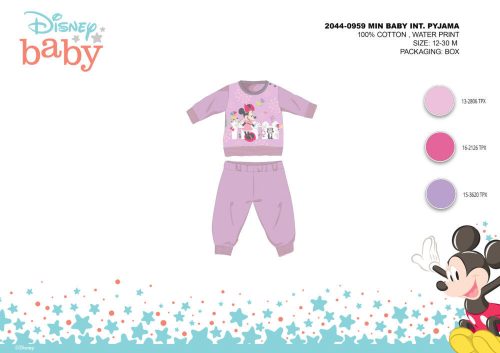 Winter Baumwoll Interlock Baby Pyjama - Disney Minnie Mouse - Helllila - 92
