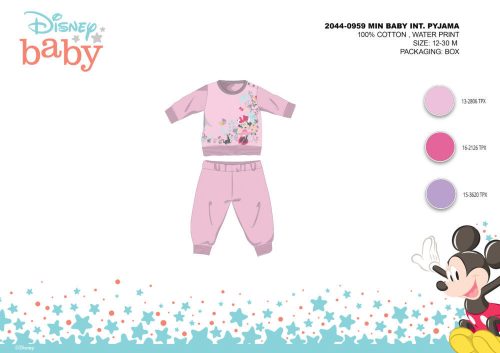 Winter Baumwoll Interlock Baby Pyjama - Disney Minnie Mouse - Hellrosa - 86