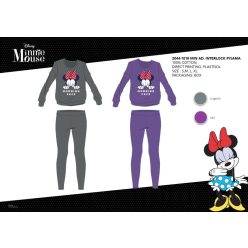   Winterlicher Baumwollinterlock-Damenpyjama - Disney Minnie Maus - Morning Face Aufdruck