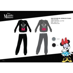   Winterlicher Baumwollinterlock-Damenpyjama - Disney Minnie Maus - Schwarz - S