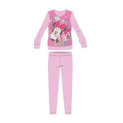  Disney Minnie Maus Winter Baumwoll Kinderpyjama - Interlock Pyjama - Blumenmuster - Hellrosa - 128