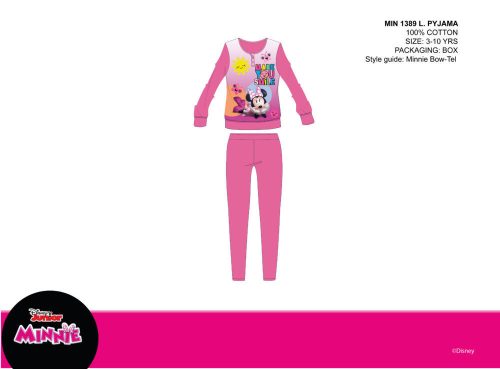 Disney Minnie Maus Winter Dünner Baumwoll Kinderpyjama - Jersey Pyjama - Dunkelrosa - 128