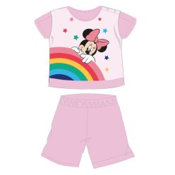   Disney Minnie Maus Sommer Kurzarm Baby Pyjama - Baumwoll-Jersey Pyjama - Regenbogenmuster - Hellrosa - 80