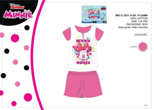 Disney Minnie Maus Sommer-Kurzarm-Kinderpyjama - Baumwoll-Pyjama - Rosa