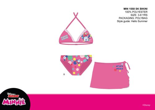 Disney Minnie Maus Bikini Set für Mädchen - Bikini mit Dreieck-Oberteil+Rock - rosa - 104