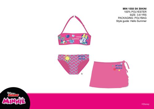 Disney Minnie Maus Bikini Set für Mädchen - Bikini+Rock - dunkelrosa - 116