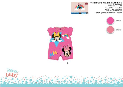 Disney Minnie Mouse Sommer Kurzarm Baby Romper - Pink - Für Babys von 0-1 Monat