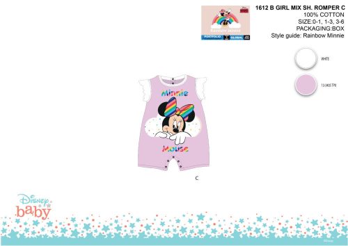 Disney Minnie Maus Sommer Kurzarm Baby-Strampler - Helllila-Weiß - Für Babys von 0-1 Monat