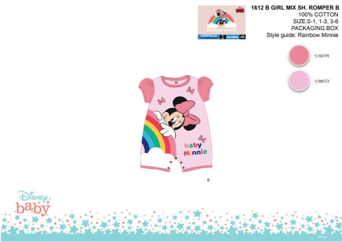 Disney Minnie Maus Sommer Kurzarm Baby-Strampler - Hellrosa-Rosa - Für Babys von 1-3 Monaten