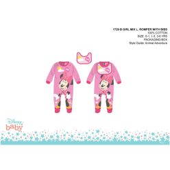   Disney Minnie Mouse Baby Romper mit Vorderteil - Rosa-Rot - Für Babys von 1-3 Monaten