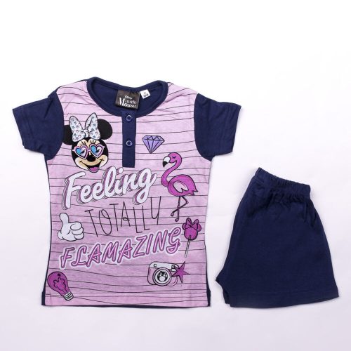 Kurzärmeliger Baumwoll-Kinderpyjama - Minnie Maus - Dunkelblau - 110