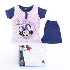   Kurzärmeliger Baumwoll-Kinderpyjama - Minnie Maus - Einhorn - Dunkelblau - 110