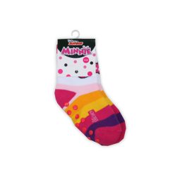   Rutschfeste Kindersocken - Minnie Maus - Vollplüsch - Schleifen - Rosa gestreift - 27-30